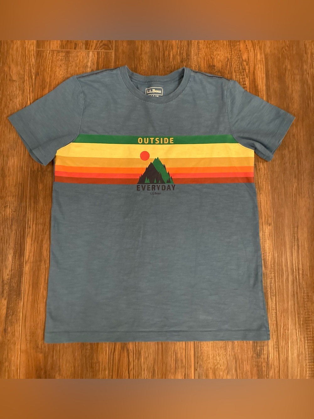 LL Bean Kids Shirt Retro Mountain Sunset Design Graphic T-Shirt